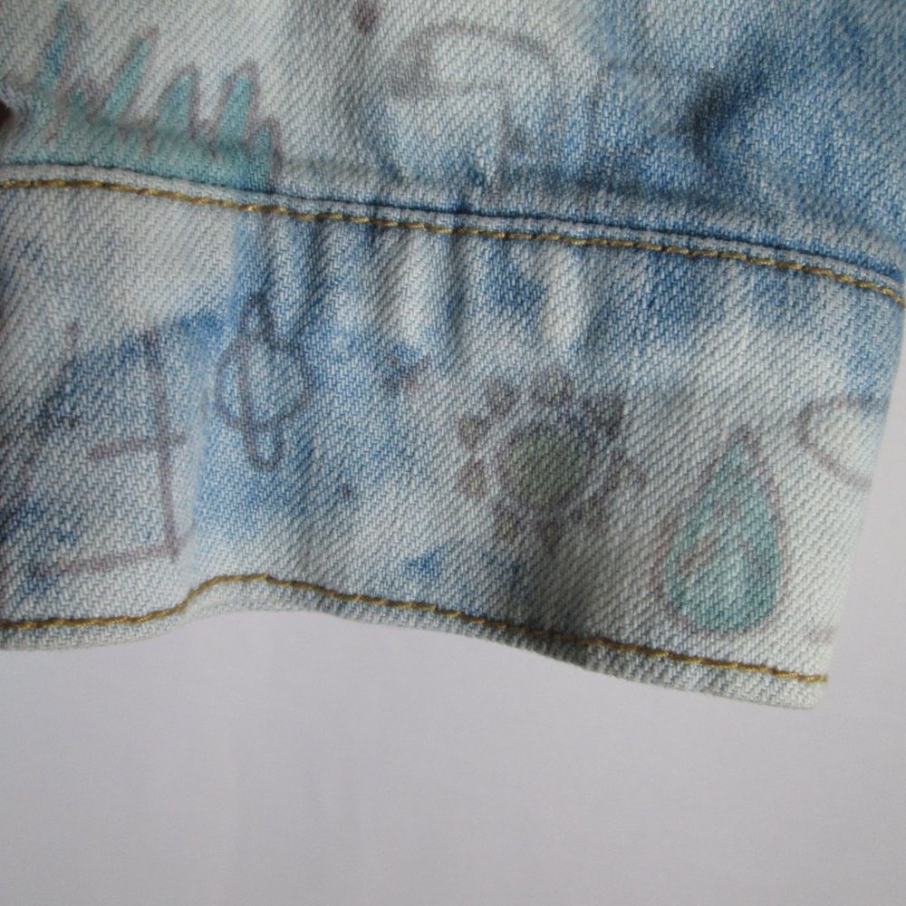 Route 66 Womens Faded Blue Jean Jacket Sz Large Band Lyrics Written Thro… - Picture 8 of 13